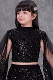 Girls Black Sequin Embellished Mermaid Lehenga Choli Set