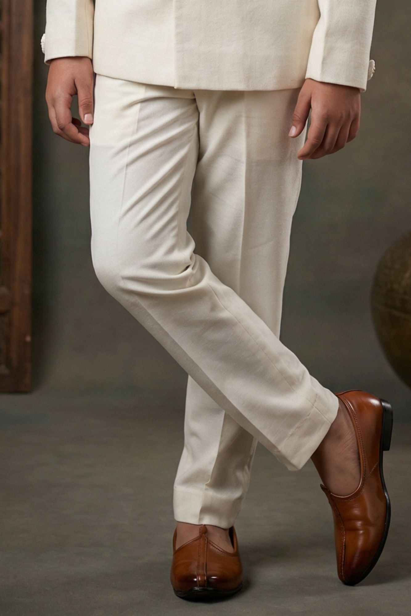Boys Ivory Jodhpuri Suit with Royal Crest Embroidery