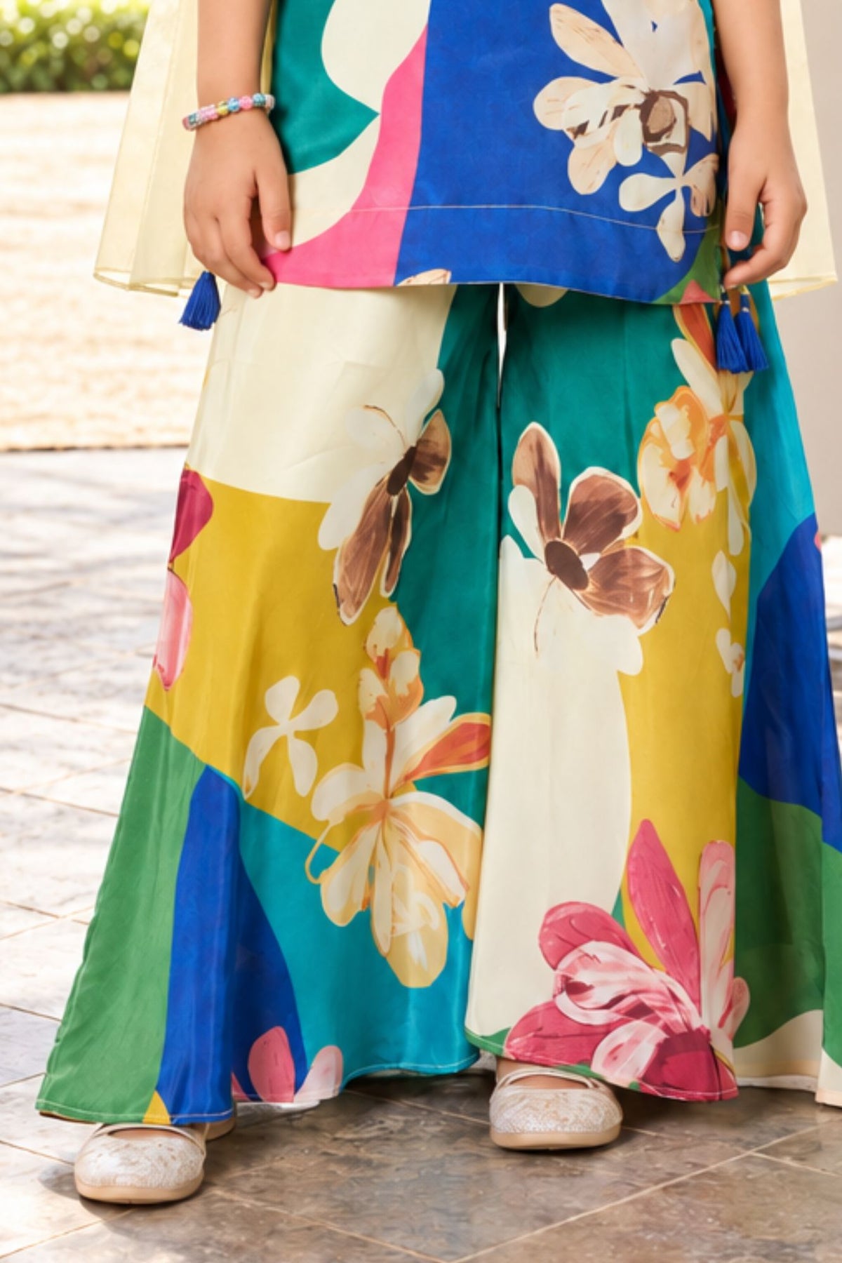 Girls Multicolour Printed Palazzo Set With Dupatta
