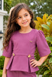 Girls Onion Pink Peplum Top With Wide Leg Co-Ord Set