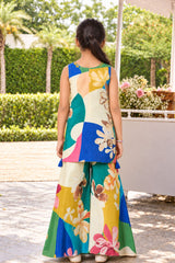 Girls Multicolour Printed Palazzo Set With Dupatta
