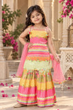 Multicolor Printed And Mirror Work Sharara Set For Girls