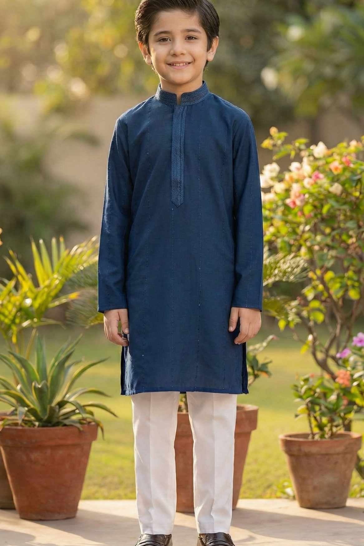Classic Blue Kurta Pajama Set For Boys