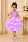 Girls Lavender Sequin Ruffle Party Wear Frock