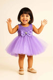 Lavender Tulle Party Dress with Satin Bow For Girls