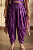 Purple Dhoti Set with Printed Cape Dupatta For Girls