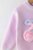 Lavender Pullover With Bow Embroidery For Girls