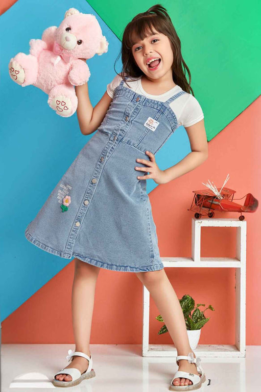 Denim Dungri Skirt With White T Shirt For Girls