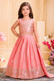 Peach Sequins Embroidered Lehenga Choli Set with Dupatta