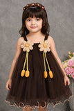 Brown Frock With Playful 3D Floral Applique