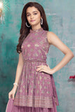 Onion Pink Sequins Work And Mirror Work Ethnic Palazzo Set For Girls