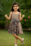 Mocha Brown Party Dress with Sequin Bodice For Girls