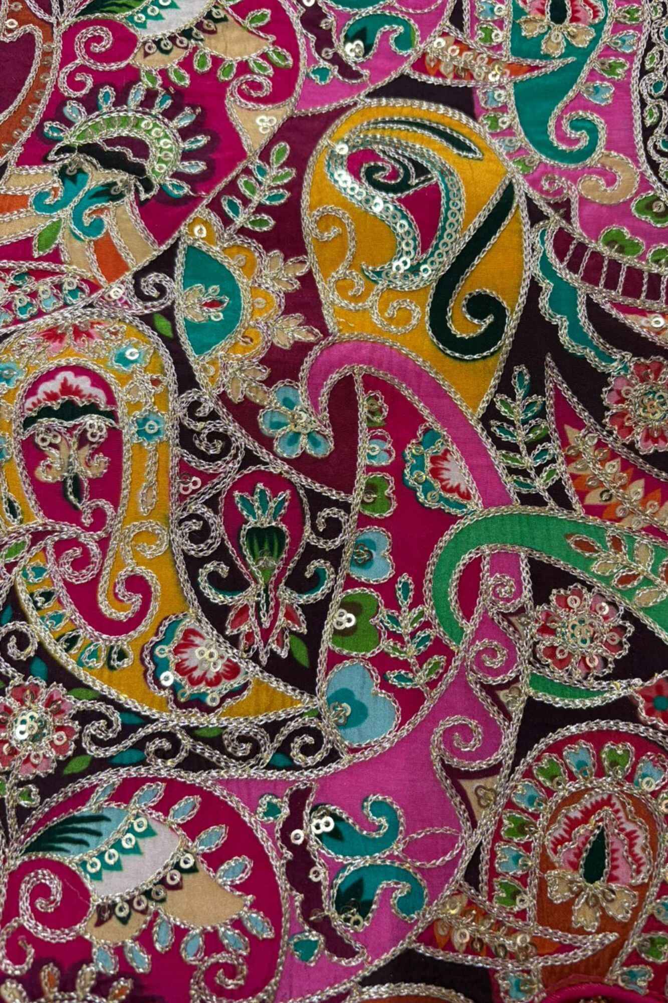 Rani Pink Palazzo Set with Multicolor Paisley Embroidered Top For Girls