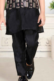 Black Embroidery Kurta Set With Waist Coat Set For Boys