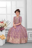 Mauve Embroidered Anarkali Gown For Girls