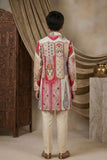 Ivory Mirror Embroidered Kurta Set With Pajama For Boys
