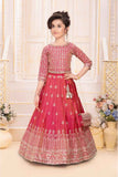 Red Sequins Embroidered Lehenga Choli With Sling Bag For Girls
