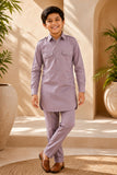 Mauve Pathani Set With Shirt Collar Design For Boys