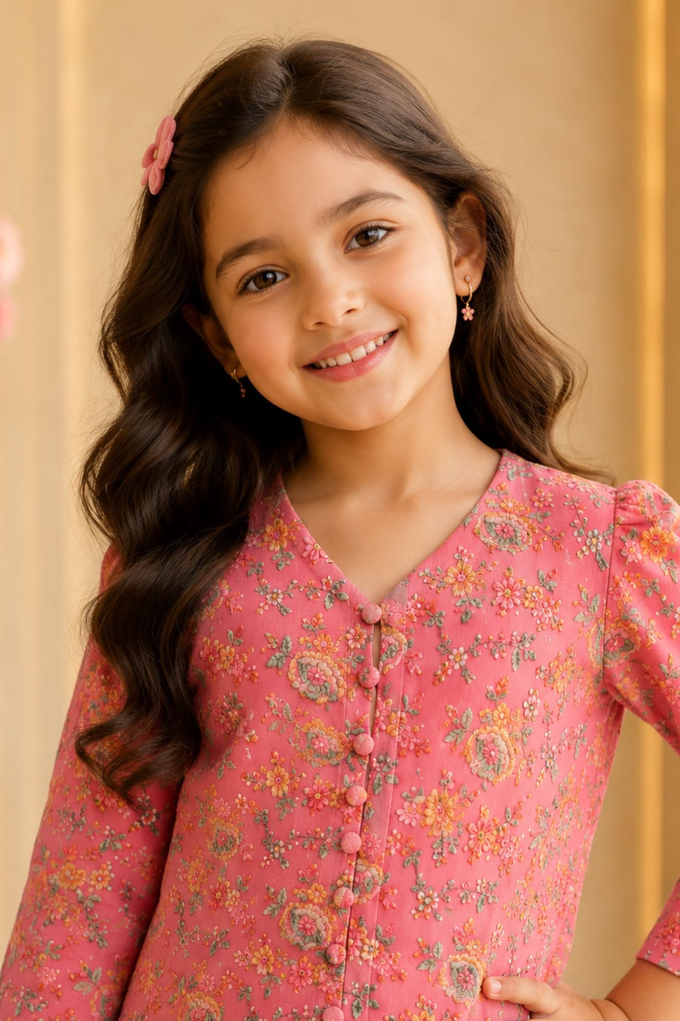 Girls Baby Pink Jacket Style Palazzo Set with Dupatta