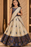 Purple Patchwork Lehenga Choli with Attached Dupatta for Girls