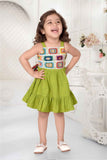 Elegant Green Frock With Crochet Embellished Frock For Girls