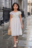 White Sequin Bodice Party Dress For Girls
