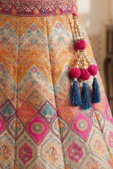 Multicolor Printed Lehenga Choli Set with Dupatta For Girls