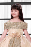 Fawn Sequined High-Low Party Wear Frock for Girls