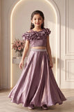 Lavender Ruffle Lehenga Choli Set for Girls