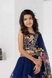 Elegant Navy Blue Embroidered Lehenga Choli with Dupatta For Girls