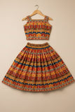 Yellow With Multicolor Printed Ethnic Lehenga Choli For Girls