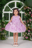 Blooming Princess Lilac Rosette Embellished Party Frock For Girls