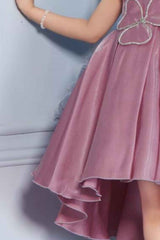 Onion Pink Frock With Stone Work And Floral Embellished For Girls