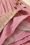 Girls Dusty Rose Embroidered Lehenga Choli Set with Dupatta