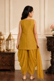 Yellow Embroidered Patiala Set With Dupatta For Girls