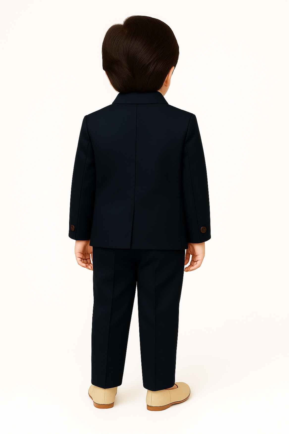 Navy Blue Bead Work Tuxedo With Pant And Waistcoat Set For Boys