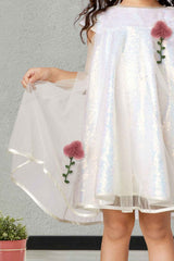 Stylish White Dress With Sequin Work For Girls