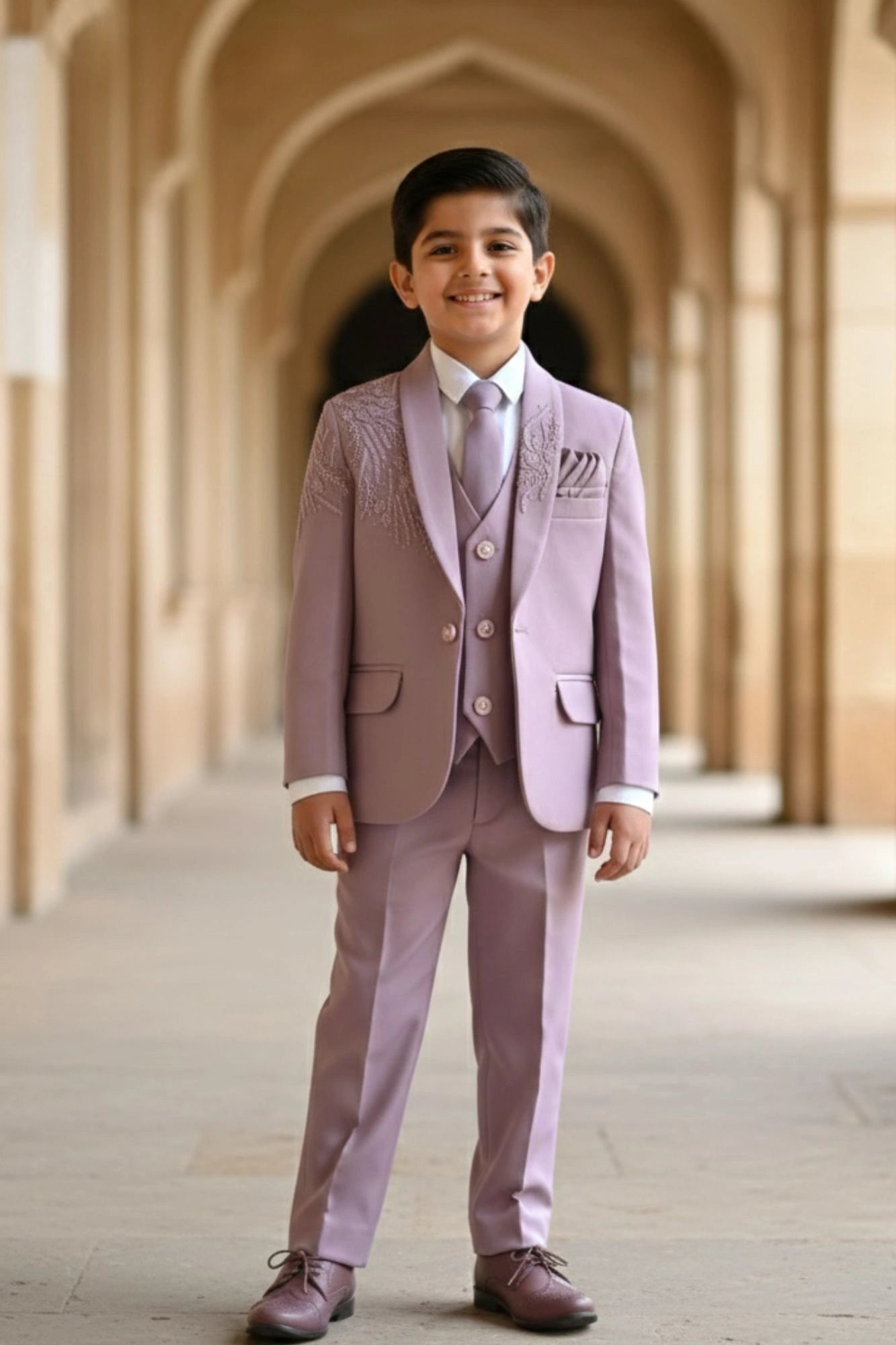Lavender Premium 5-Piece Suit Set For Boys