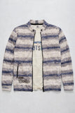 Blue & White Striped Zip-Up Jacket With Graphic Tshirt Set For Boys