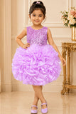Girls Lavender Sequin Ruffle Party Wear Frock