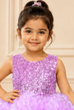 Girls Lavender Sequin Ruffle Party Wear Frock