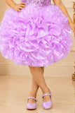 Girls Lavender Sequin Ruffle Party Wear Frock