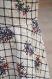 White Checkered Floral Print Frock For Girls