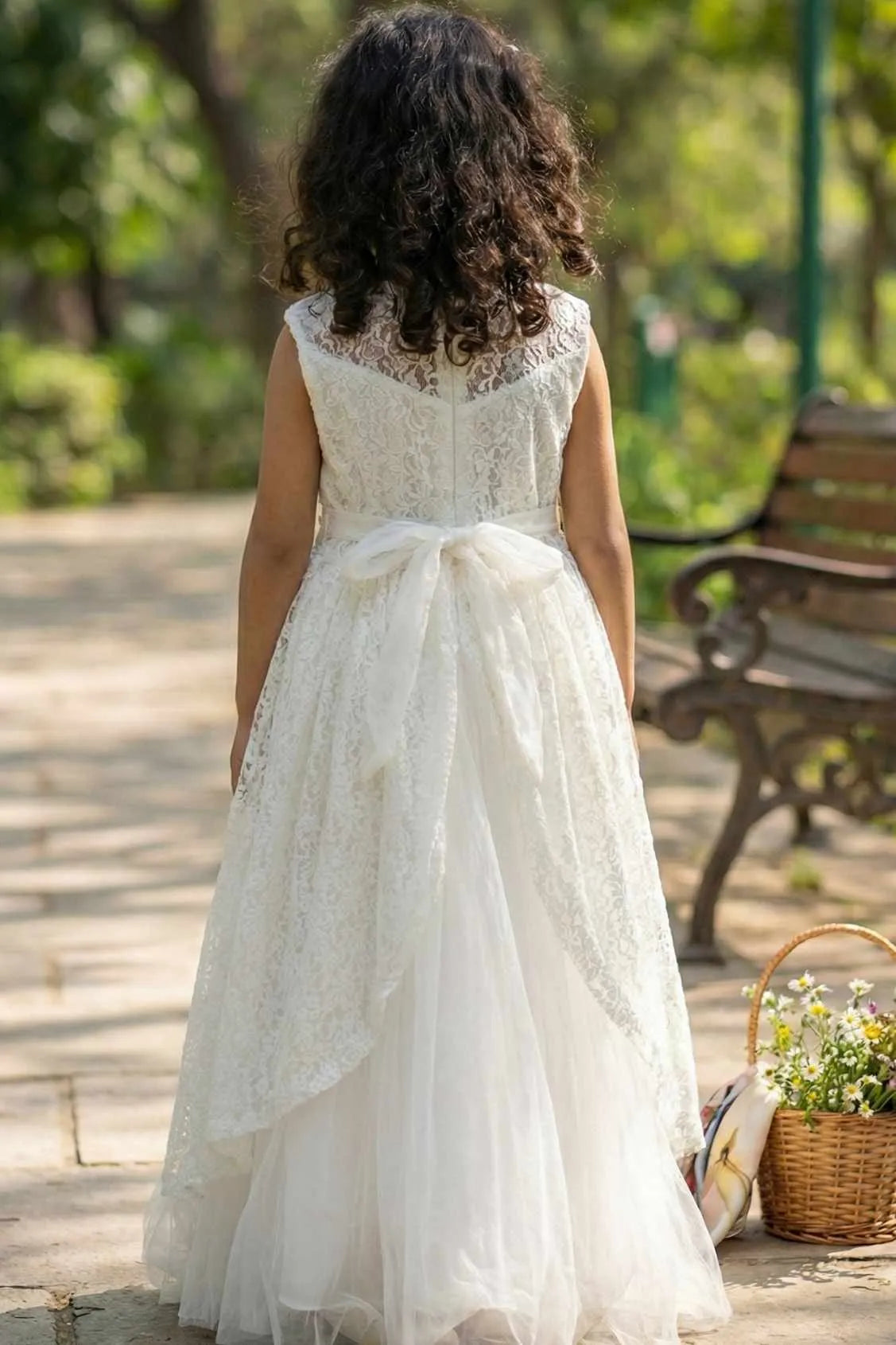 Ivory Lace Party Gown For Girls