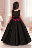 Black Sleeveless With Bow Embellished Gown For Girls