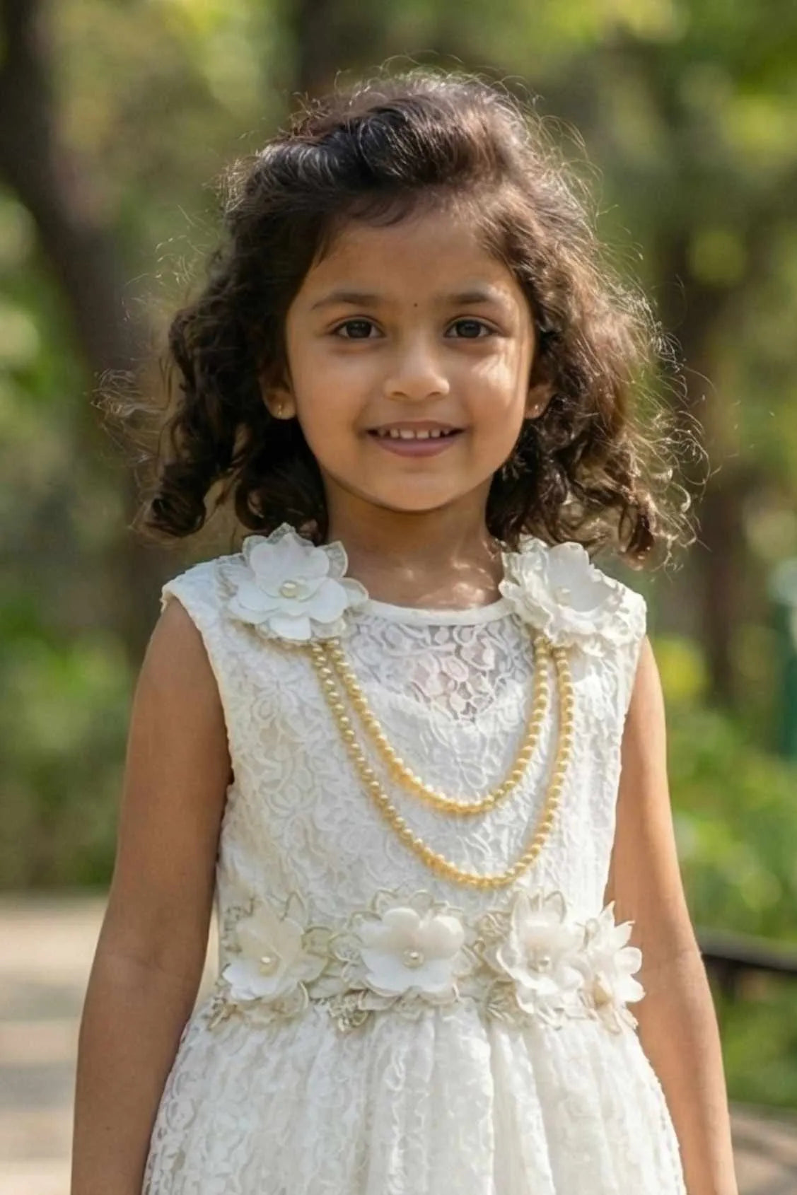 Ivory Lace Party Gown For Girls