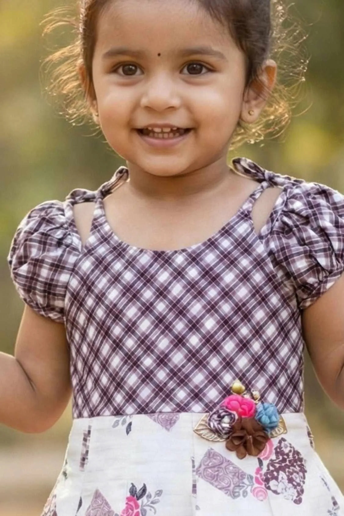 Lavender Checkered Casual Frock For Girls