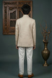 Boys Beige Jodhpuri Suit with Peacock Embroidery