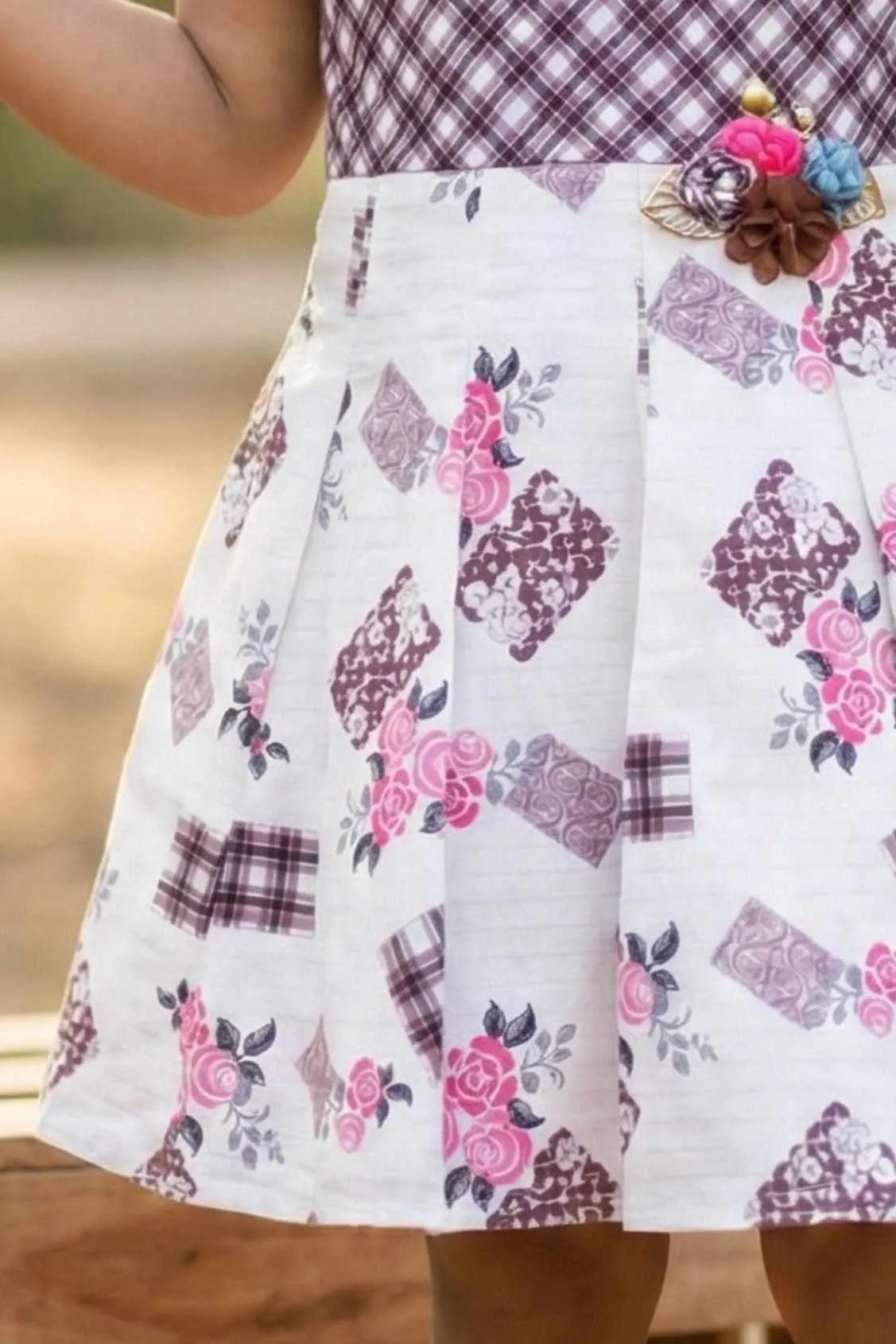 Lavender Checkered Casual Frock For Girls