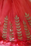 Tomato Net Embellished Gown For Girls
